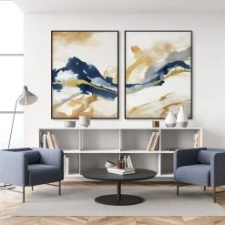 L ART Wall Art "DELINEATION II" METALLIC GOLD EMBELLISHED CANVAS ART