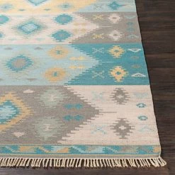 SURYA DELSIN KILIM RUG: AQUA, STONE 7 SURYA DELSIN KILIM RUG: AQUA, STONE
