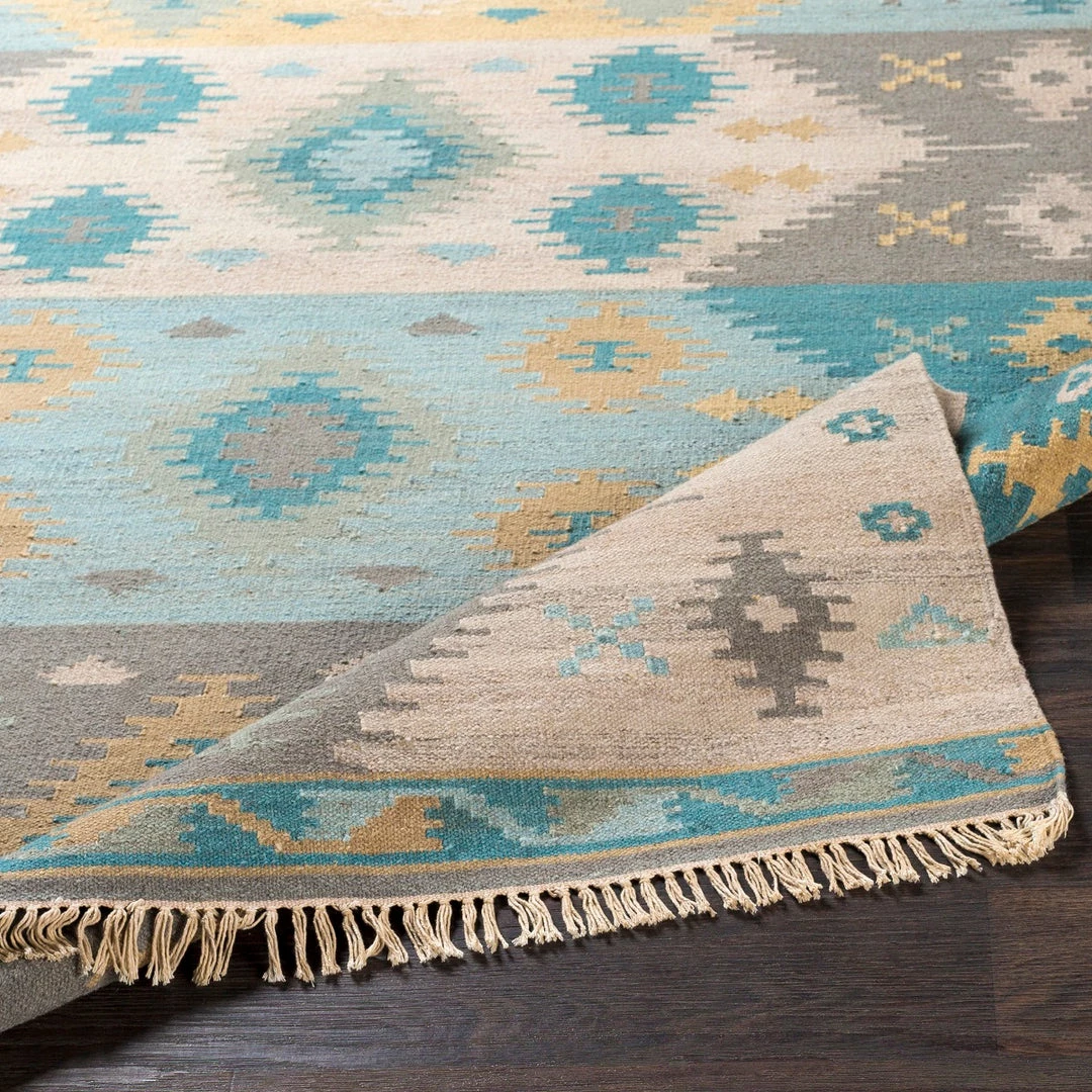 SURYA DELSIN KILIM RUG: AQUA, STONE 4 SURYA DELSIN KILIM RUG: AQUA, STONE