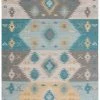 SURYA DELSIN KILIM RUG: AQUA, STONE