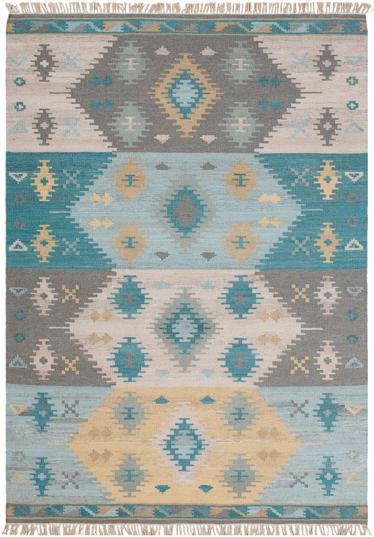 SURYA DELSIN KILIM RUG: AQUA, STONE 1 SURYA DELSIN KILIM RUG: AQUA, STONE