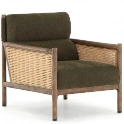 FOUR HANDS Furniture DEMPSEY CANE PANELED ARM CHAIR: OLIVE