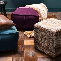 SURYA Living Room DHARMA CUBE OTTOMAN: MOCHA