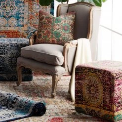 SURYA DHARMA CUBE OTTOMAN: FUCHSIA, EMERALD Living Room