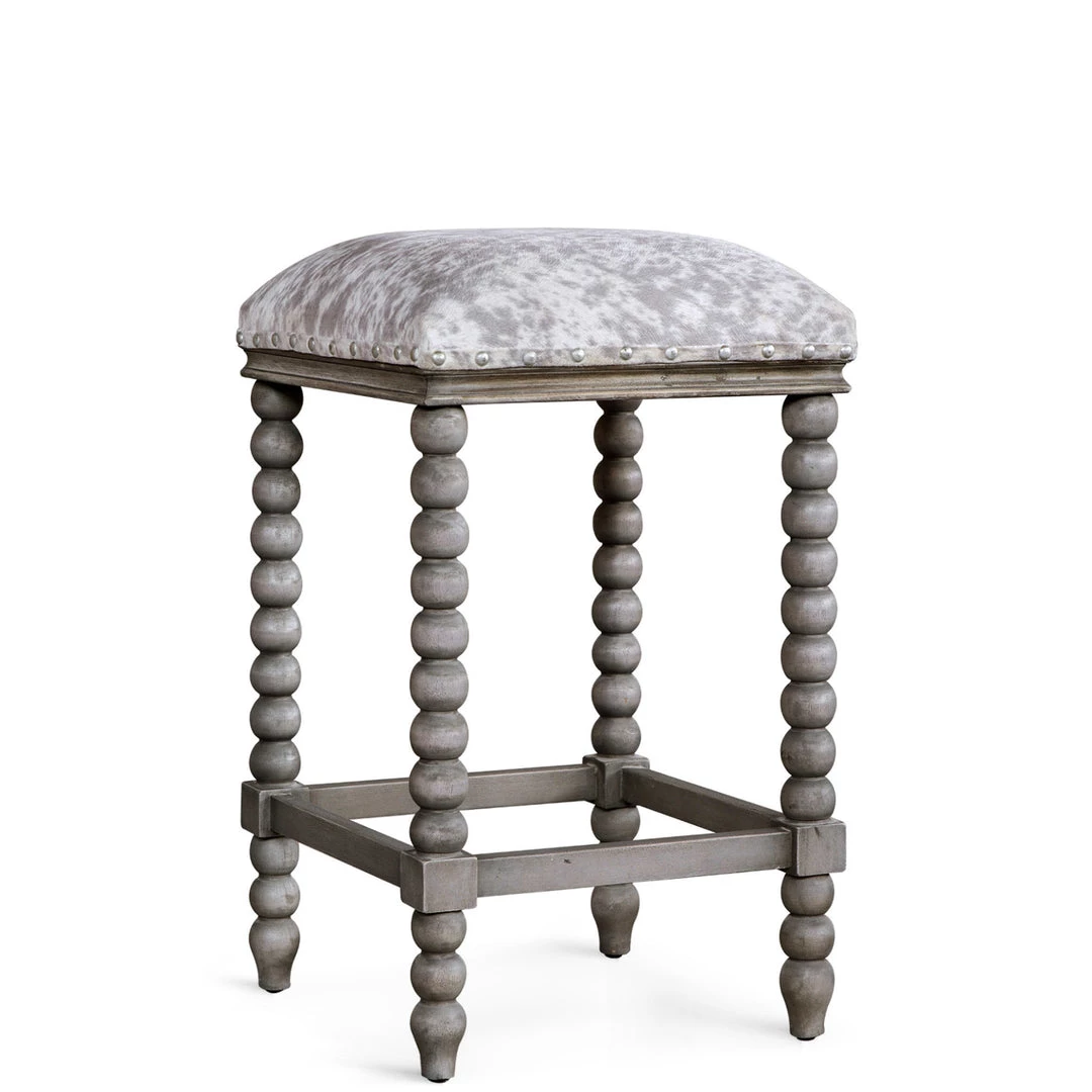 UTTERMOST DHARMA FRENCH GREY + FAUX HIDE COUNTER STOOL 2 UTTERMOST DHARMA FRENCH GREY + FAUX HIDE COUNTER STOOL