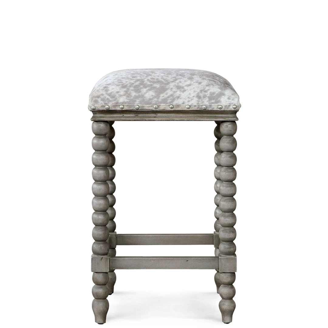 UTTERMOST DHARMA FRENCH GREY + FAUX HIDE COUNTER STOOL 1 UTTERMOST DHARMA FRENCH GREY + FAUX HIDE COUNTER STOOL