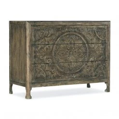 HOOKER DHARMA RUSTIC CARVED WOOD ACCENT CHEST Furniture