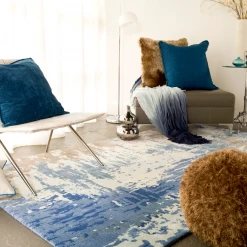SURYA DIBA WOOL RUG: BLUE