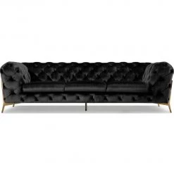 VIG DIETRICH BUTTON TUFTED VELOUR SOFA: BLACK Furniture