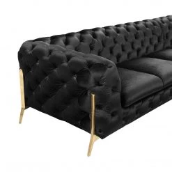 VIG Furniture DIETRICH BUTTON TUFTED VELOUR SECTIONAL SOFA: BLACK