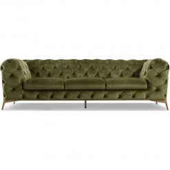VIG Furniture DIETRICH BUTTON TUFTED VELOUR SOFA: MOSS GREEN