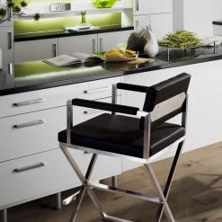 TOV DIRECTOR BAR STOOL: BLACK | STAINLESS