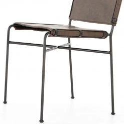 FOUR HANDS DISTRESSED FAUX LEATHER SLING DINING CHAIR