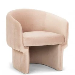 URBIA Furniture DITA BLUSH PINK VELVET BARREL CHAIR