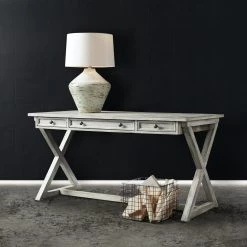 HOOKER DIXON VINTAGE GREY X-BASE WRITING DESK