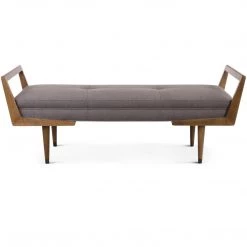 UTTERMOST Living Room DRAPER MID-CENTURY MODERN BENCH: TAUPE-GREY
