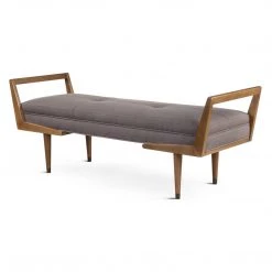 UTTERMOST Living Room DRAPER MID-CENTURY MODERN BENCH: TAUPE-GREY
