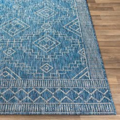 SURYA YONI OUTDOOR RUG: BLUE + WHITE