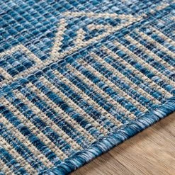 SURYA YONI OUTDOOR RUG: BLUE + WHITE