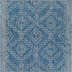 SURYA YONI OUTDOOR RUG: BLUE + WHITE