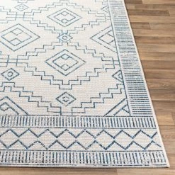 SURYA YONI OUTDOOR RUG: BLUE + WHITE