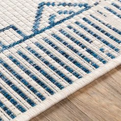 SURYA YONI OUTDOOR RUG: BLUE + WHITE