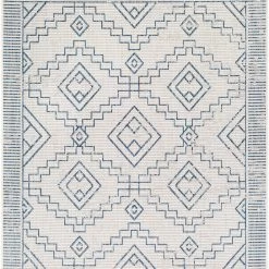 SURYA YONI OUTDOOR RUG: BLUE + WHITE