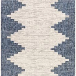SURYA YASSA OUTDOOR RUG: BLUE + WHITE