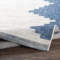 SURYA YASSA OUTDOOR RUG: BLUE + WHITE