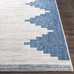 SURYA YASSA OUTDOOR RUG: BLUE + WHITE
