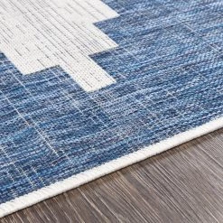 SURYA YASSA OUTDOOR RUG: BLUE + WHITE