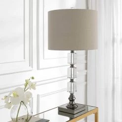 SALT EDITH CRYSTAL + ANTIQUE NICKEL TABLE LAMP