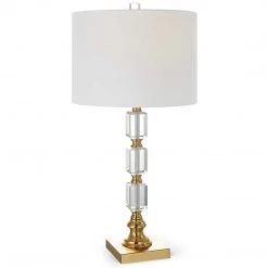 SALT EDITH CRYSTAL + PLATED BRASS TABLE LAMP Lighting