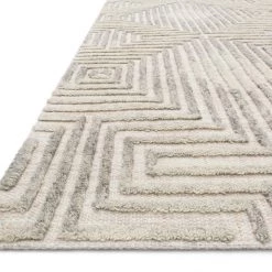 LOLOI EHREN 02 TEXTURED WOOL RUG: IVORY, SILVER
