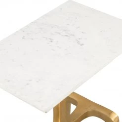 ZUO ELISKA GILT MARBLE TOP ACCENT TABLE