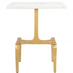 ZUO ELISKA GILT MARBLE TOP ACCENT TABLE