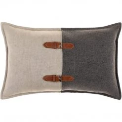 SURYA Pillows + Decor ELLIS LEATHER BUCKLE LUMBAR PILLOW