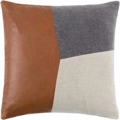 SURYA ELLIS LEATHER PATCHWORK PILLOW Pillows + Decor