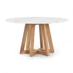 FOUR HANDS ELSA 55"RD WHITE MARBLE DINING TABLE