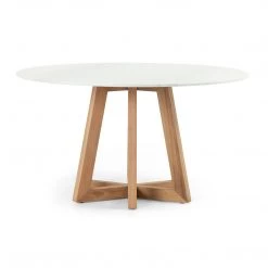 FOUR HANDS ELSA 55"RD WHITE MARBLE DINING TABLE