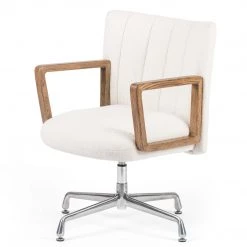 FOUR HANDS EMBRY SWIVEL DESK CHAIR: IVORY BOUCLE Office
