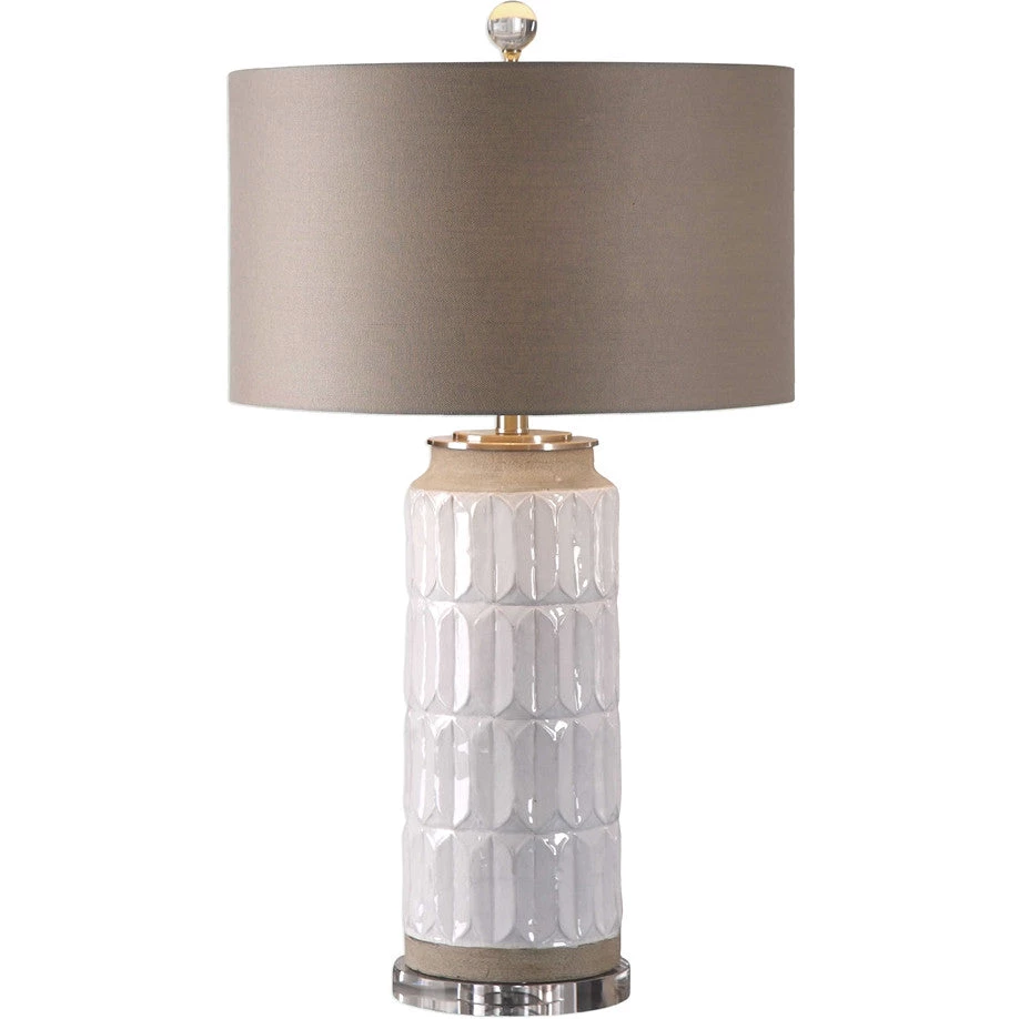 UTTERMOST EMILIA DISTRESSED GLOSS WHITE EMBOSSED CERAMIC LAMP Lighting 1 UTTERMOST EMILIA DISTRESSED GLOSS WHITE EMBOSSED CERAMIC LAMP Lighting