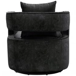 TOV EMORY BLACK VELVET SWIVEL CHAIR Living Room