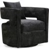 TOV EMORY BLACK VELVET SWIVEL CHAIR Living Room