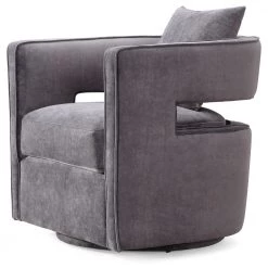TOV EMORY GREY VELVET SWIVEL CHAIR