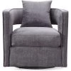 TOV EMORY GREY VELVET SWIVEL CHAIR