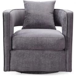 TOV EMORY GREY VELVET SWIVEL CHAIR