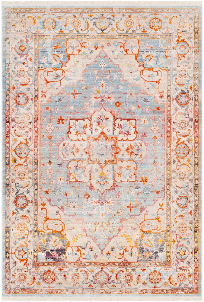 SURYA ETNEY RUG: SKY, ORANGE MULTI 4 SURYA ETNEY RUG: SKY, ORANGE MULTI