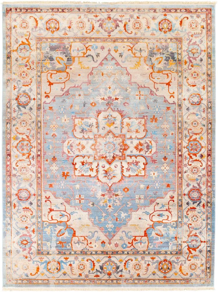 SURYA ETNEY RUG: SKY, ORANGE MULTI 1 SURYA ETNEY RUG: SKY, ORANGE MULTI