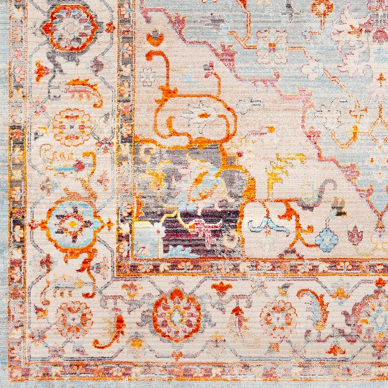 SURYA ETNEY RUG: SKY, ORANGE MULTI 5 SURYA ETNEY RUG: SKY, ORANGE MULTI